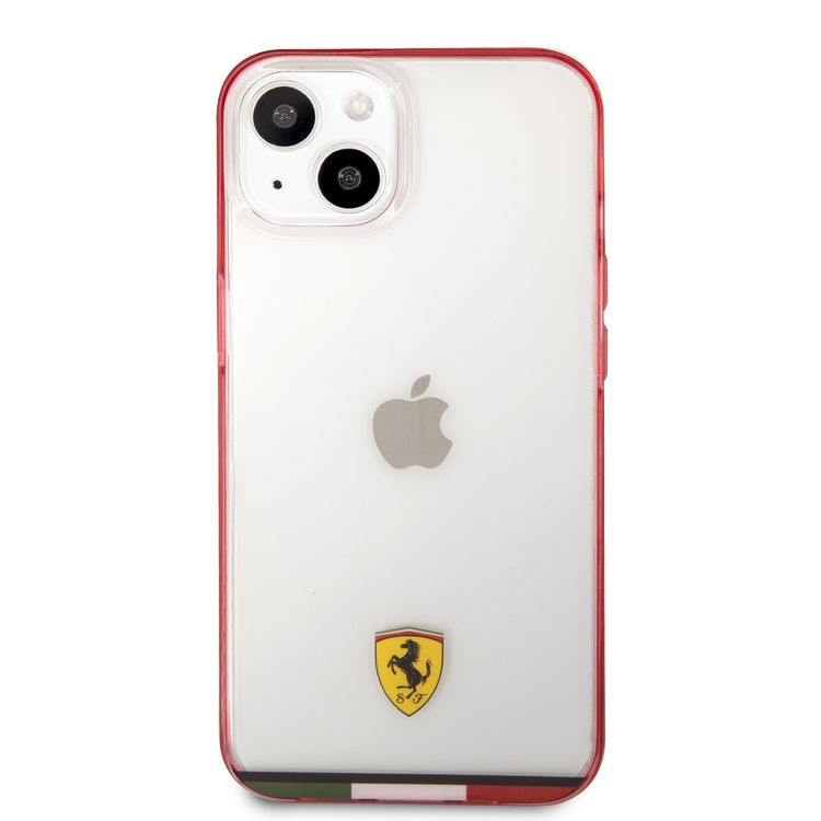 CG MOBILE Ferrari Italia Stripe Transparent Hard Case Print Logo Compatible for iPhone 13 (6.1") Scratches Resistant, Easy Access to All Ports
