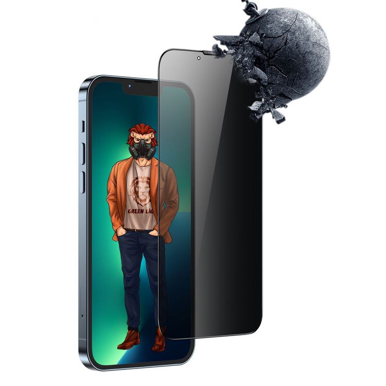 غرين ليون واقي شاشة زجاجي مستدير للخصوصية  متوافق مع ايفون 13 برو (6.1) من الزجاج المقوى المضاد لاختلاس النظر - أسود