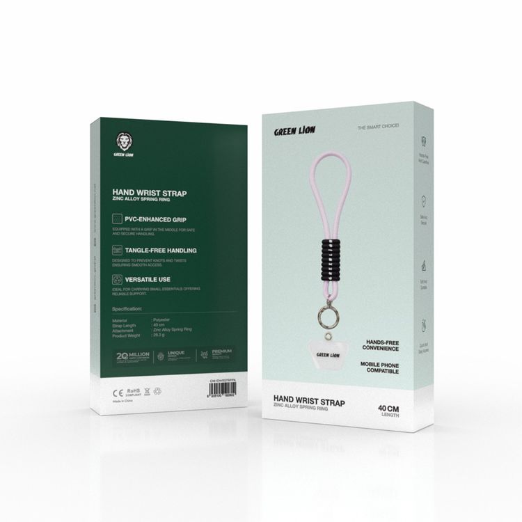 Green Lion Hand Wrist Strap, Compatible with Mobile Phones, Soft & Durable, Hands-Free Convenience, Tangle-Free Handling, 40cm Strap Length, Safe & Secure - Pink