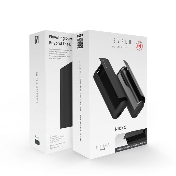 Levelo Nikko Silicone Case For IQOS Iluma Prime 2023, Slip-Resistant, Smooth Silicone Finish, Ultra Slim, Water, Impact & Dust Resistant - Black 