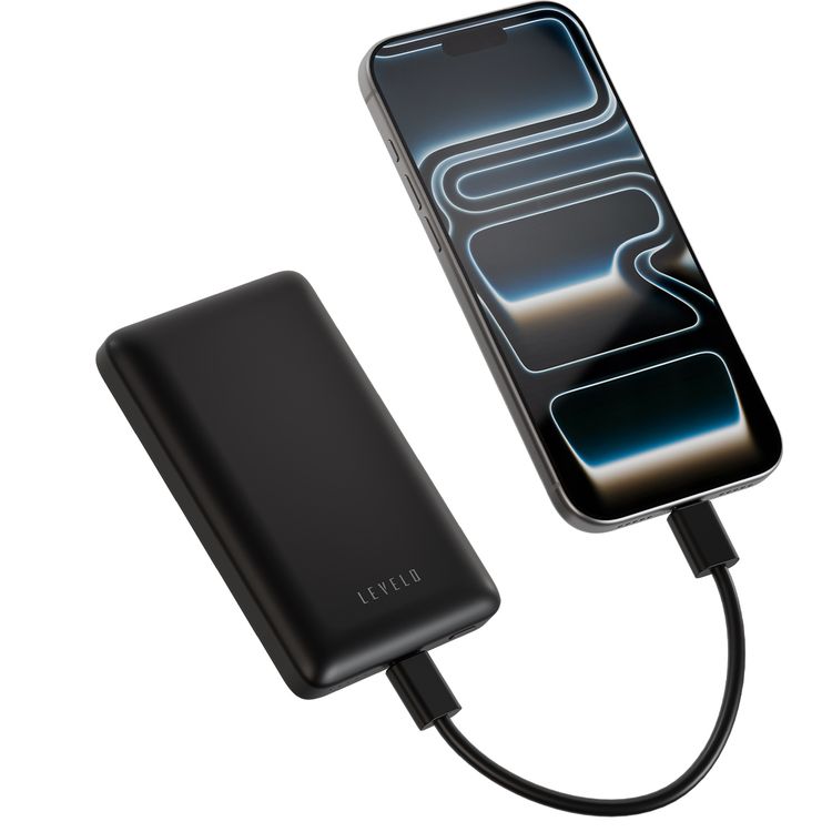 Levelo Vence 10000mAh Power Bank with Qi2.2 Technology, 25W Wireless Charging, Type-C Input & Output Port, Ultra-Strong Magnets, Pocket-Friendly, Travel-Ready, Type-C to Type-C Cable Included, Fast Charging, Ultra-Compact Design, Consistent Power - Black
