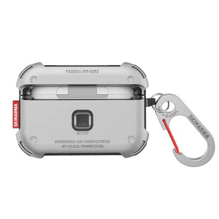 Skinarma Airpods Pro 2 Case Mecha with Layered Hybrid Shell Construction, Secure Magnetic Closure, Precise Openings for Speakers and Charging Port - Chrome