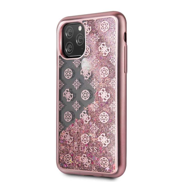 CG MOBILE Guess 4G Peony Liquid Glitter TPU case for iPhone 11 Pro, Soft TPU Case, Anti-Fingerprint Surface, Anti-Scratch, Durable, Officially Licensed - Rose Gold
