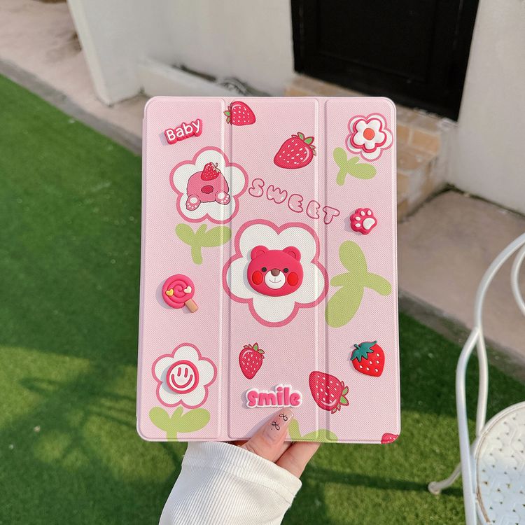 Green Lion GK-10 Kids Leather Case, Lightweight Design, Drop Protection & Anti Scratch, Pencil Holder, Stable Multi-Stand, Premium Material, Auto Wake up, Compatible with iPad Pro 13" 2024 - Pink