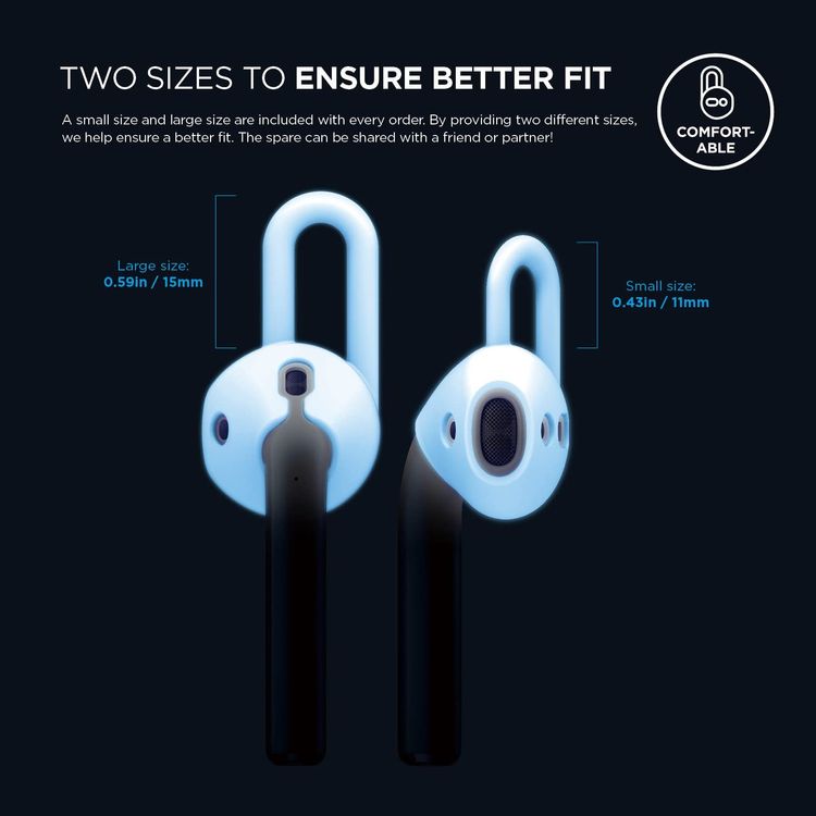 Elago Silicone Earpad For Apple AirPods 1/2 Generation, Two Sizes, Premium Silicone, Suitable for Jogging, Cycling, Gym and Other Fitness Activities