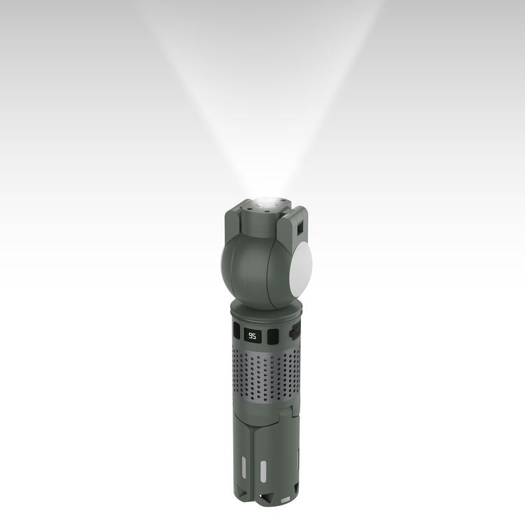 Porodo Foldable LED Camping Lantern with Brightness Control, 7800mAh Battery Capacity, Multi-Angle Illumination, Top Spotlight Beam, Warm Reading Mode, Adjustable Telescopic Rod, Multi-Scene Mounting - Green