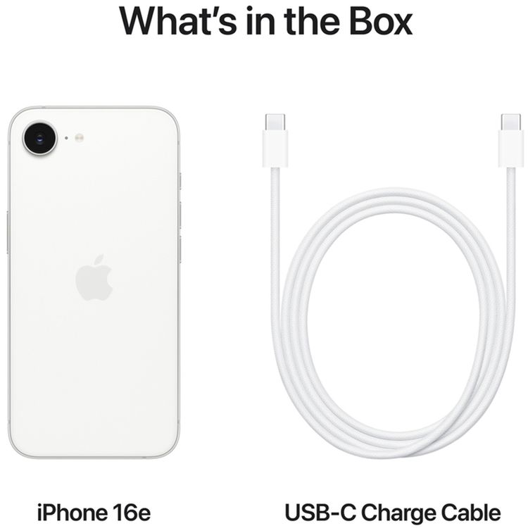 Apple iPhone 16e with 256GB Capacity & Dual eSIM, 6.1" Display, USB-C Connector, 6‑Core CPU, 4‑Core GPU, 5G Network Technology, Built-in Rechargeable Lithium-ion Battery, Middle East Version - White