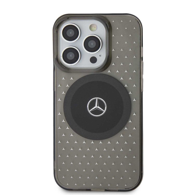 Mercedes-Benz iPhone 15 Pro Max Transparent Magsafe Case Stars Pattern - Black