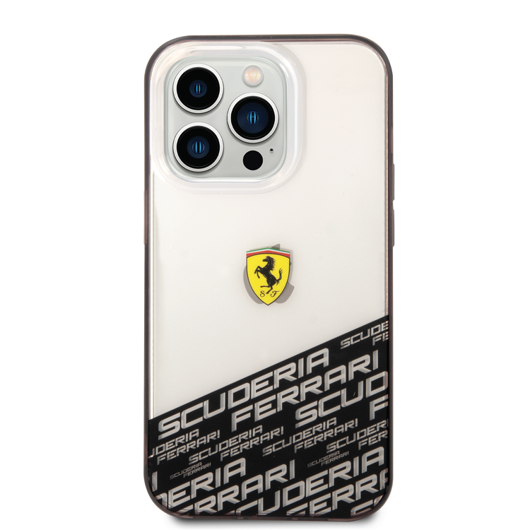 Ferrari PC/TPU IML Case with Bottom Scuderia Allover Print iPhone 14 Pro Max Compatibility - Silver