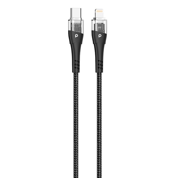 بورودو شاحن مزدوج وشفاف سريع USB-C PD وUSB-A QC مع كابل USB-C إلى Lightning في المملكة المتحدة 