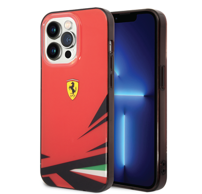 Ferrari PC/TPU Case with Double Layer Print iPhone 14 Pro Compatibility - Red
