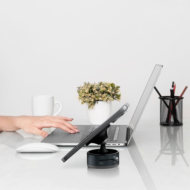 حامل هاتف ماج سيف متعدد الأسطح من بورودو مع قفل قبضة، مصنوع من مادة ABS وPC وسبائك الألومنيوم، نوع المغناطيس N52، سعة امتصاص 1.5 كجم، زاوية رؤية قابلة للتعديل - رمادي غامق