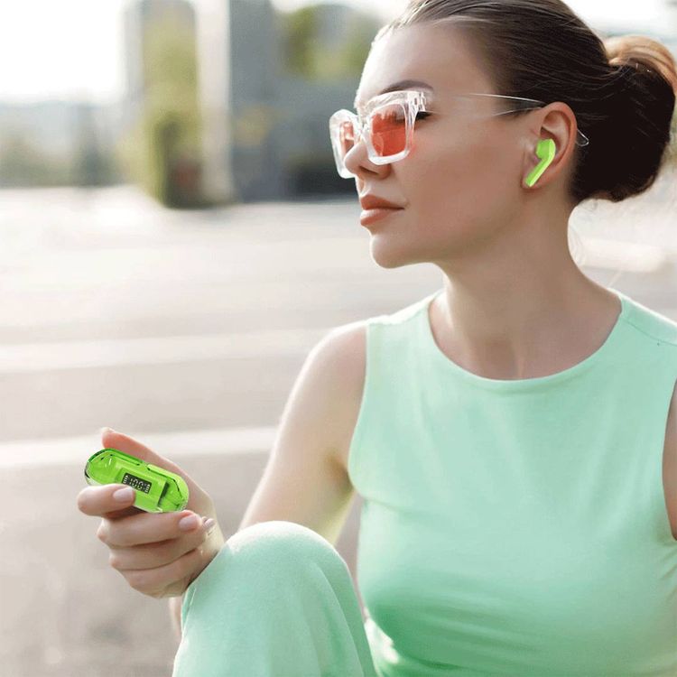 Green Lion Sonic Wireless Earbuds with LED Power Display, 4 Hours Working Time, Bluetooth 5.3, 200mAh Charging Case, 30mAh Earbuds Battery, Bass Sound Effect, 10m Bluetooth Range - Green