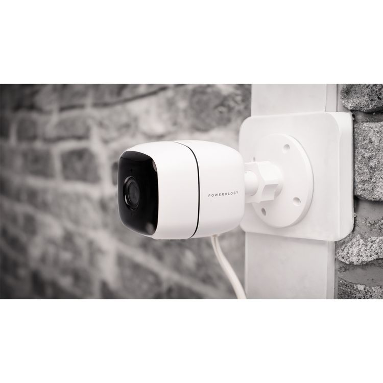Powerology Security Outdoor Camera  with 110° Wide-Angle Lens, Full HD 1080P Resolution, Up to 10m Night vision, Two-Way Talk, Motion Sensor - White