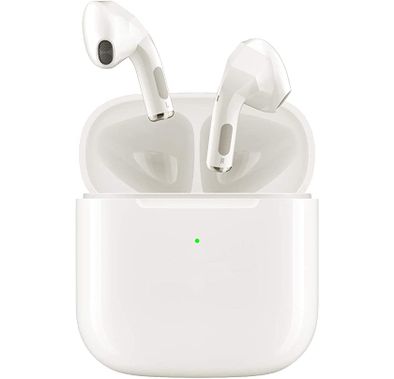 Wireless Earbuds, Otium Bluetooth 5.0 Earbuds with Deep Bass Hi-Fi Stereo and Super Mini Charging Case 20H Playtime IPX6 Waterproof Half in-Ear Headsets with Built-in Mic - White