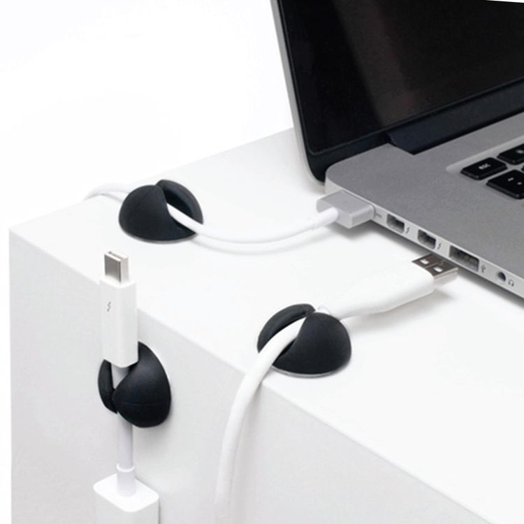 Green Lion 10-in-1 Cable Organizer with 26 Slots, 3M Self-Adhesive Backing, Durable TPR Material, Supports Audio, Ethernet, Data & Mouse Cables, Effortless Cable Access, Easy to Apply - Black