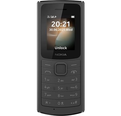 Nokia 110 4G Classic Feature Phone, Dual Sim, 1.8" Screen, Long Battery Life - Black