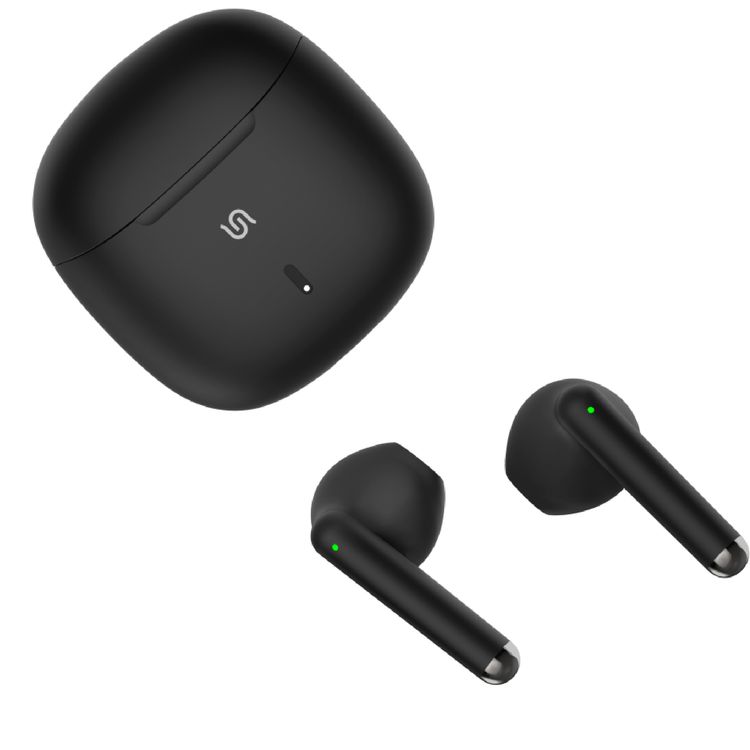 Porodo Soundtec Papillon True Wireless with Ergonamic Design, Touch Control, Auto-Pair, HiFi Audio, Deep Bass, 5 Hours Playtime, Type-C Charging - Black