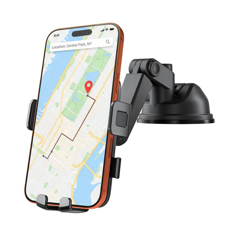 Porodo Blue Multi-Surface Mounting Car Phone Holder with Strong Suction Base, Adjustable Viewing Angle, One-Handed Operation, Full-Angle Rotating Base, One-Click Lock and Release, ABS Material, 1.5kg Load Capacity, Compatible with 4.5" - 6.5" Devices, Stable and Secure Hold - Black  