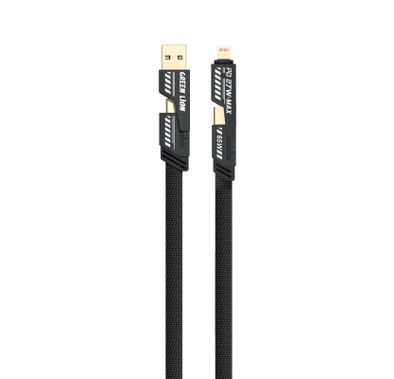 Green Lion 2-in-2 Braided 65W Fast Charging Cable with 2m Length, 480Mbps Data Transfer Speed, 10000 Bends Lifespan, Wide Compatibility, Secure & Safe, Charge & Sync - Black