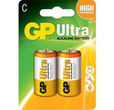 GP Ultra Alkaline Batteries | C | 2 x Pack - White