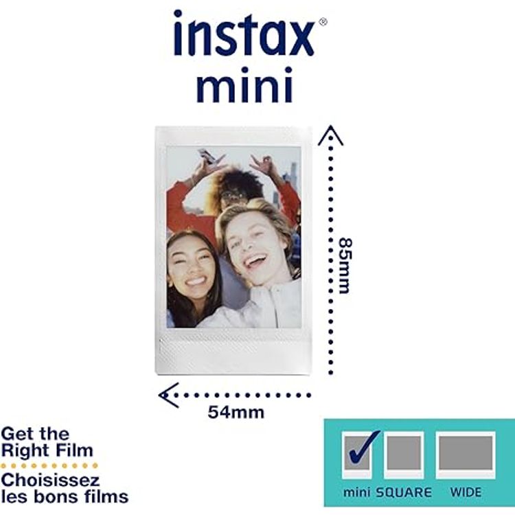 Fujifilm Instant Picture Film for Instax Mini, 5.4 x 8.6cm Film Size, Hi-Speed ISO 800, 20 Sheets, Easy-to-Load Cartridge, Develops Instantly, Works Well in Low Light - White