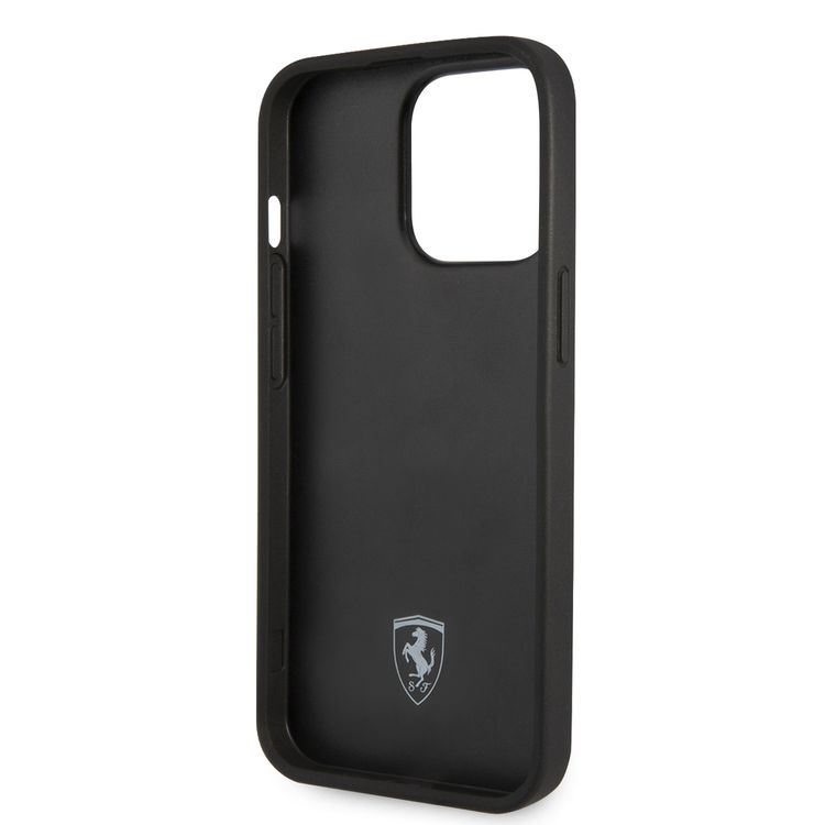 Ferrari Leather Printed Big SF Logo Hard case, Drop protection, Compatible with iPhone 13 Pro - Red