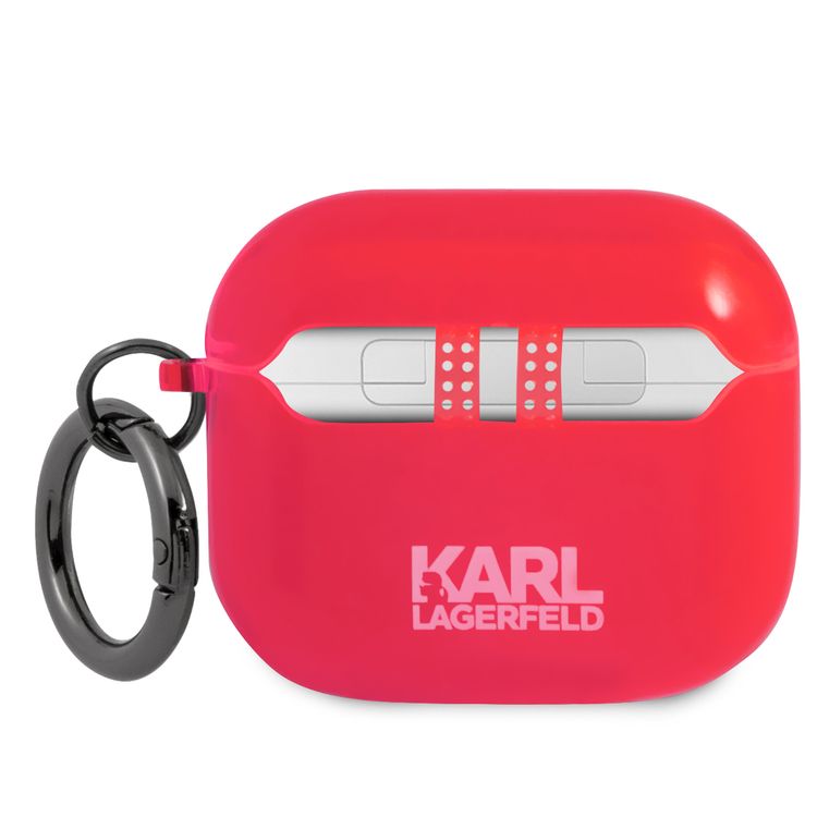 Karl Lagerfeld Choupette Fluo Case for Apple Airpods 3 with Accurate Cutouts, Wireless Charging Support, Easy Snap-on, Protection Against Scratches, Dirt and Minor Drops - Pink