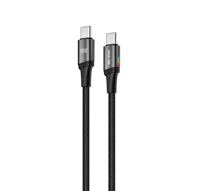 Green Lion Lumi USB-C to USB Charging Cable with 1m Cable Length, Braided Cable, 100W Power Delivery, RGB Charging Indicator, Charge & Sync - Black