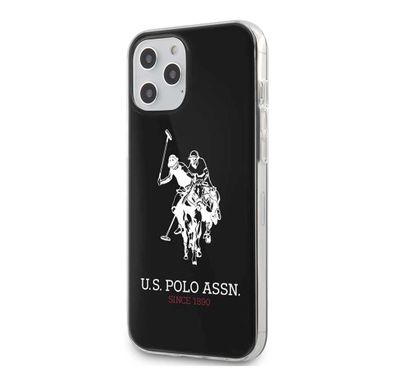 CG Mobile U.S. Polo Assn. PC/TPU Hard Case Big DH Logo for iPhone 12 / 12 Pro (6.1") Shock & Drop Protection Suitable with Wireless Chargers Officially Licensed Black