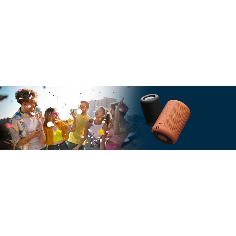 Porodo Soundtec Outdoor Speaker with Flexible Audio Input & Deep Bass, Up to 8 Hours Working Time, 1800mAh Battery Capacity, 40mm Driver Size, Water-Proof, Portable Design - Orange