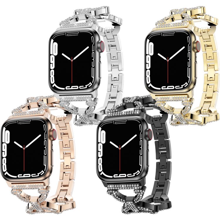 Green Lion Bello Crystal Watch Strap for Apple Watch 42/44/45mm, Easy Installation, Damage Protection, Unique Design - Rose Gold