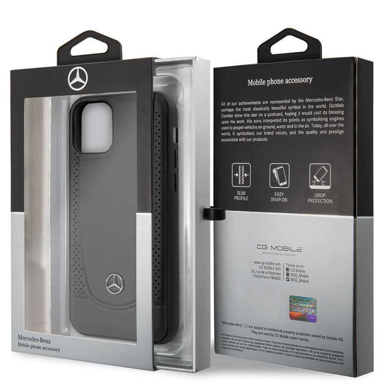 CG MOBILE Mercedes-Benz Perforation Leather Hard Phone Case Compatible for iPhone 11 (6.1) Officially Licensed - Black