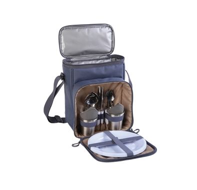 Green Lion Camp Mate Picnic Bag with Insulated Cooler, Adjustable Shoulder Strap, 4-Person Set, PE Foam Padding, Durable Zipper, 210D Polyester Inner Lining - Blue