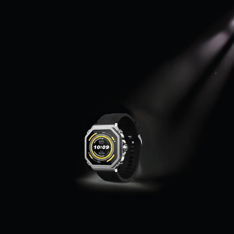 Porodo FitPulse Pro Smartwatch with 1.43-inch AMOLED Display, 466 x 466 pixels Resolution, Up to 7 Days Working Time, 400mAh Battery Capacity, 128MB Flash Memory, Bluetooth Version 5.2, IP68 Water Resistance Level - Black / Silver