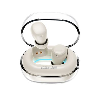 Green Lion Denver True Wireless Earbuds with IPX4 Waterproof, Voice Assistant, In-ear Comfort, Dual-Mic, Touch Control, 3 Hours Playtime - Cream