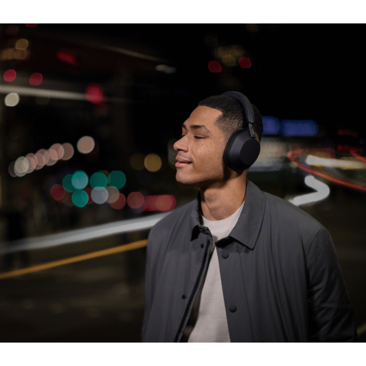 Sony Noise Cancelling Bluetooth Headphones with Faux Leather Memory Foam Material, 30 Hours Battery Life, 3.5 Hours Charging Time, Noise Cancelling, Compatible with Android and iOS - Black