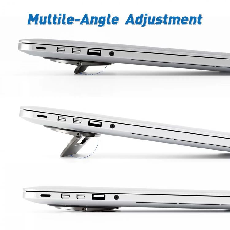 Powerology Ultra-Thin Laptop Stand with Up to 10kg Maximum Weight Capacity, Lightweight & Portable, Folding Design, Up to 15" Device Compatibility - Gray
