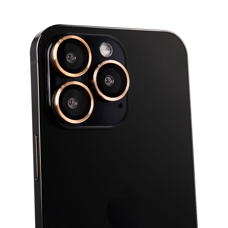 Devia Gemstone Lens Protector (3pcs) Compatible for iPhone 13 Pro Max (6.7") Aluminum Alloy + Tempered Glass Camera Lens Protector, Explosion-proof & Scratchproof - Gold