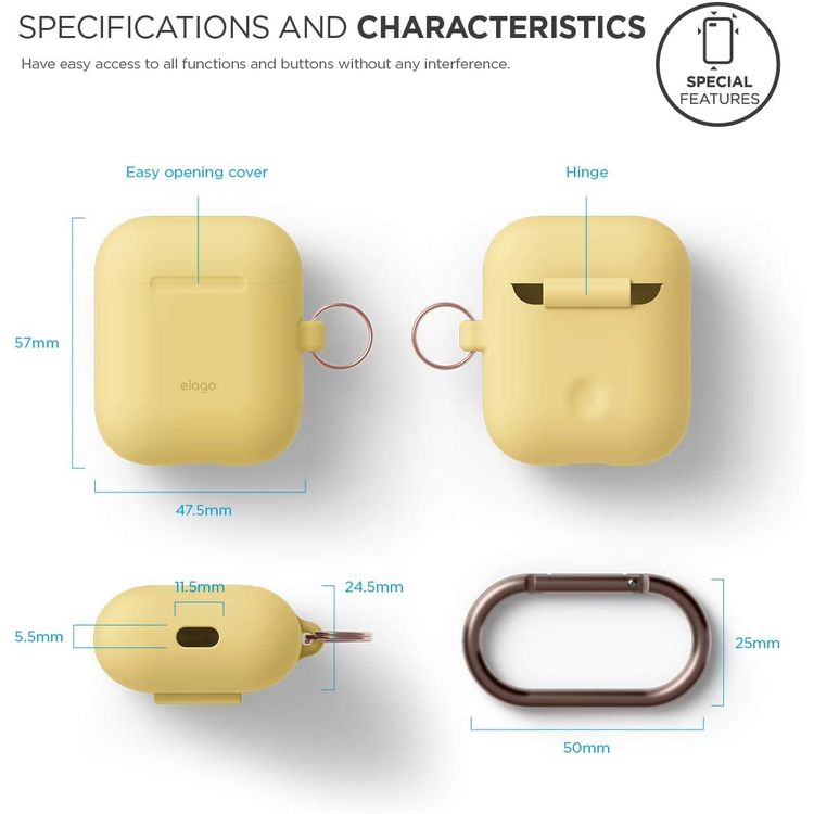 Apple AirPods 1 & 2 Elago Hang Case - Yellow