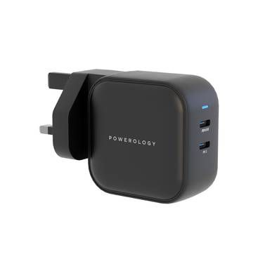 Powerology Dual Port PD GaN Wall Charger 65W - Black