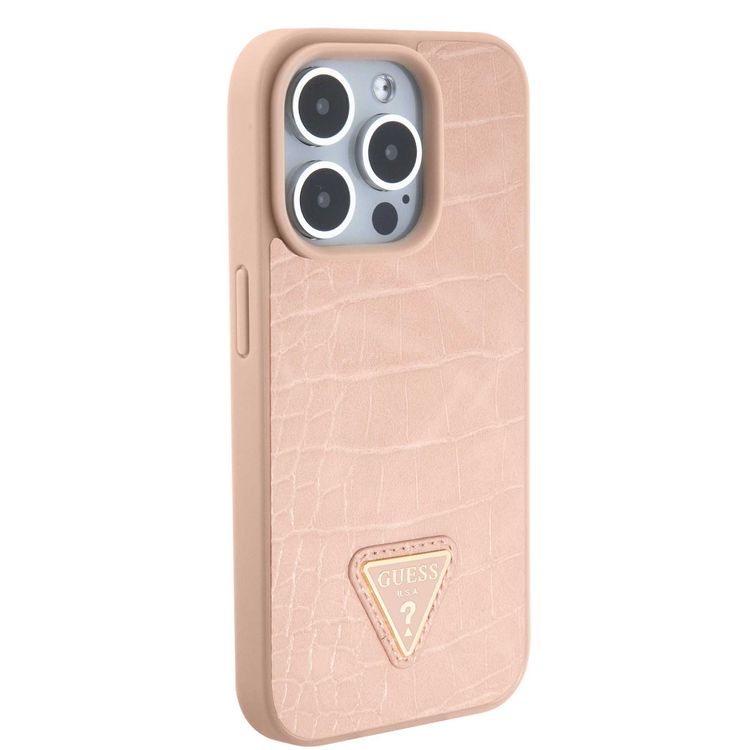 Guess Croco Case with Triangle Logo - Pink - iPhone 15 Pro Max