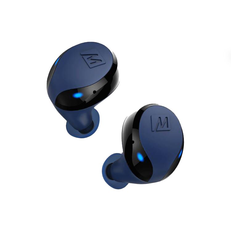 سماعات MEE Audio X10 اللاسلكية بالكامل مع تصميم مريح، وأحجام مختلفة من أطراف الأذن المصنوعة من السيليكون، ودعم للمساعد الصوتي، وميكروفون مدمج متعدد الاتجاهات، و23 ساعة من عمر البطارية مع علبة شحن، ووقت شحن ساعتين - باللون الأزرق.