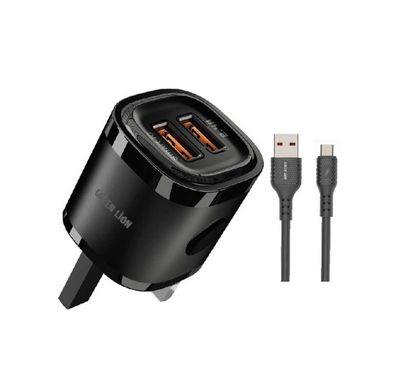 Green Lion Dual USB Mini Wall Charger with 1m PVC USB-A t...