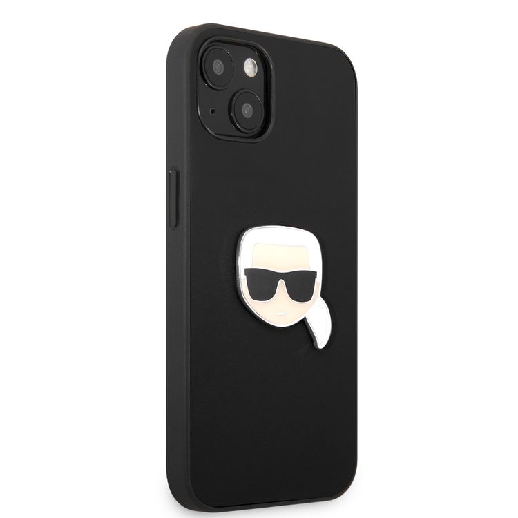 CG MOBILE Karl Lagerfeld PU Leather Case Karl Head Metal Logo Compatible for iPhone 13  (6.1") Anti-Scratch, Easy Access to All Ports, Drop Protection & Shock Absorption