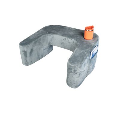 Porodo Lifestyle Laptop Desk Pillow with Large Side Pocket, Washable Cover, Cup Holder, High Density Foam - Gray