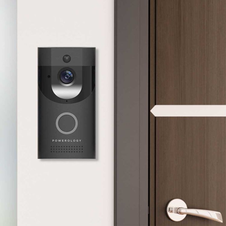 Powerology Smart Doorbell with Motion Sensor, Wide Angle Video, Night Vision, Two-way Talk by Embedded Microphone, Supports Micro SD Card Up to 32GB, F37 Sensor, 166° Wide Angle - Black