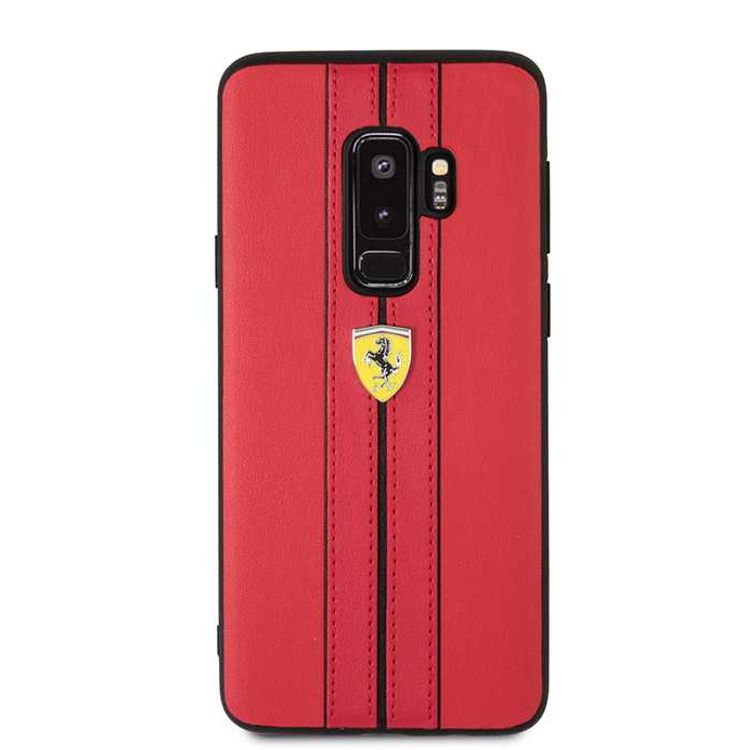 CG MOBILE Ferrari On Track PU Leather Hard Phone Case Compatible for Samsung Galaxy S9 Plus | Protective Mobile Case Officially Licensed - Red