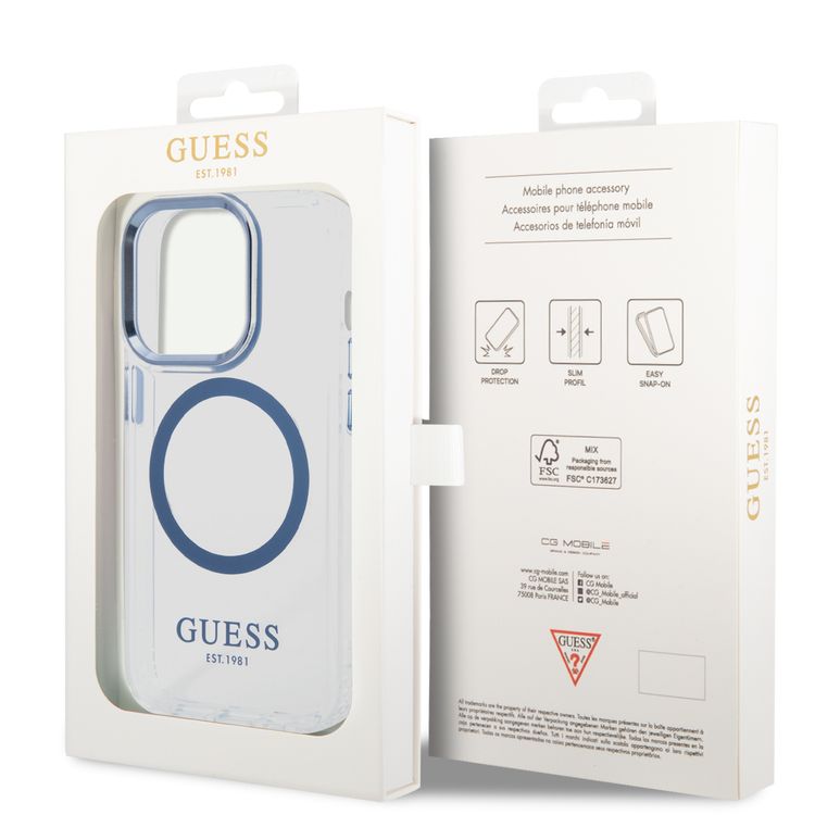 Guess Magsafe Compatibility Transparent Outline iPhone 14 Pro Compatibility - Blue