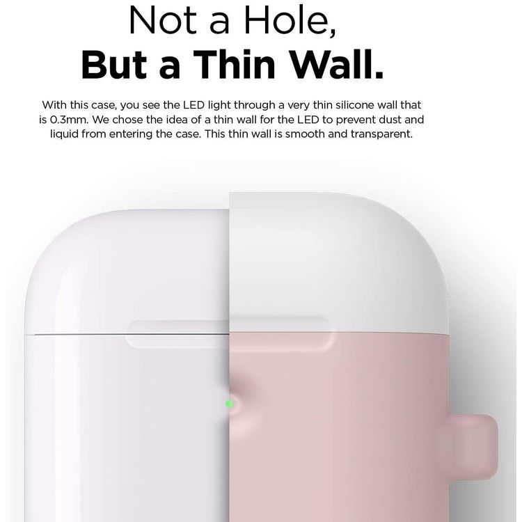 Elago Duo Hang Silicone Case with Apple AirPods Case 1 & 2 Generation, Drop Resistant, Dustproof and Absorbing Protective Cover with Hang Case Body-Pink / Top-White, Pastel Blue
